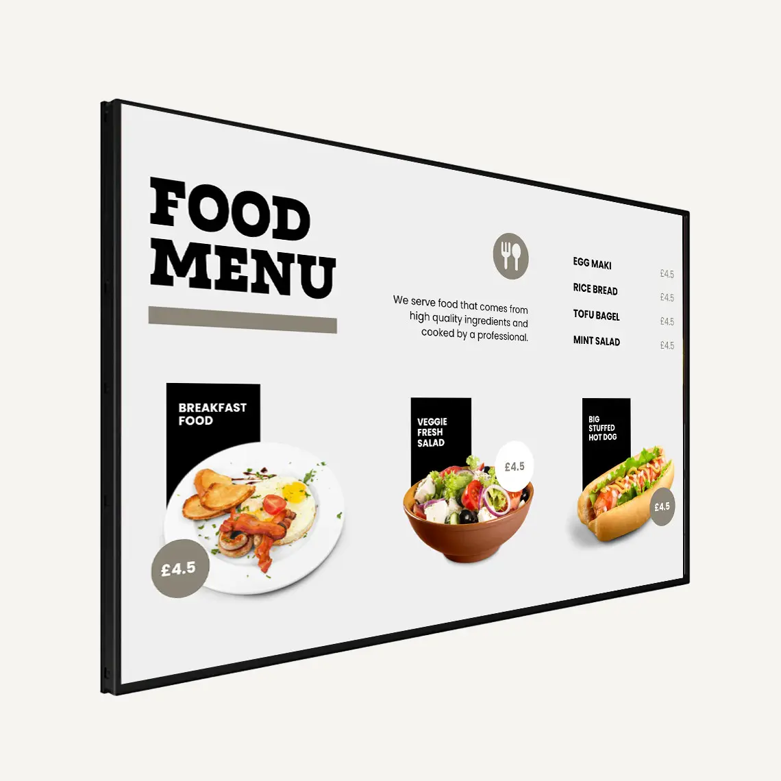 a white Digital menu board